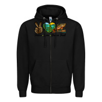 Black Peace Love Brown Trout Zipper Hoodie - LillyAllenDesigns