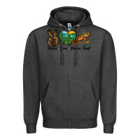 Charcoal Heather Peace Love Brown Trout Zipper Hoodie - LillyAllenDesigns