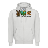Dove Grey Peace Love Brown Trout Zipper Hoodie - LillyAllenDesigns