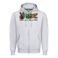 Heather Grey Peace Love Brown Trout Zipper Hoodie - LillyAllenDesigns