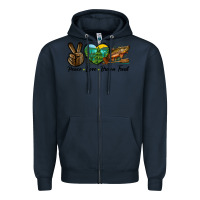 Navy Peace Love Brown Trout Zipper Hoodie - LillyAllenDesigns