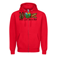 Red Peace Love Brown Trout Zipper Hoodie - LillyAllenDesigns