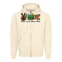 Sandshell Peace Love Brown Trout Zipper Hoodie - LillyAllenDesigns