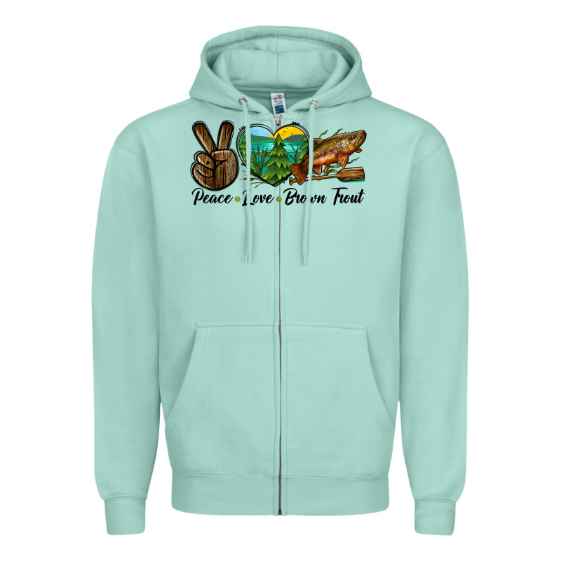 Peace Love Brown Trout Zipper Hoodie by LillyAllenDesigns | Teevron