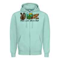 Seafoam Peace Love Brown Trout Zipper Hoodie - LillyAllenDesigns