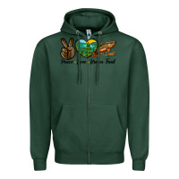 Sports Green Peace Love Brown Trout Zipper Hoodie - LillyAllenDesigns