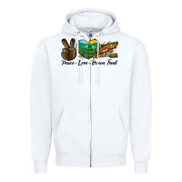 White Peace Love Brown Trout Zipper Hoodie - LillyAllenDesigns