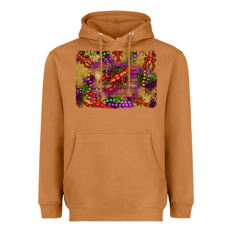 Mardi Gras Crawfısh Leopard Wood And Glitter Background Heavyweight Hoodie by Artiststas | Teevron