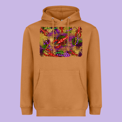Mardi Gras Crawfısh Leopard Wood And Glitter Background Heavyweight Hoodie Designed By Artiststas