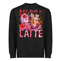 Black Love You Latte Valentine Cupid Heavyweight Sweatshirt - CowhideDigitalArt