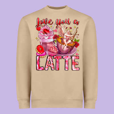 Love You Latte Valentine Cupid Heavyweight Sweatshirt Designed By Cowhidedigitalart