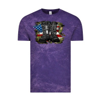 Cloud Purple american flag with army boots Vintage Tee - RanaPortraitStore