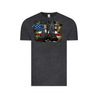 Vintage Black american flag with army boots Vintage Tee - RanaPortraitStore