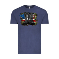 Vintage Denim american flag with army boots Vintage Tee - RanaPortraitStore
