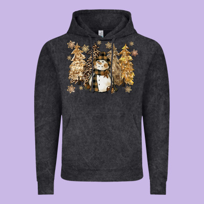 Snowman With Christmas Trees 11inches Vintage Hoodie Designed By Cowgirlartshop