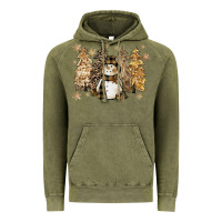 Vintage Olive snowman with christmas trees 11inches Vintage Hoodie - CowGirlArtShop