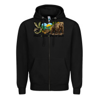 Black Peace Love Brown Bear Zipper Hoodie - LillyAllenDesigns