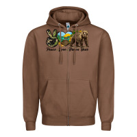 Chestnut Peace Love Brown Bear Zipper Hoodie - LillyAllenDesigns
