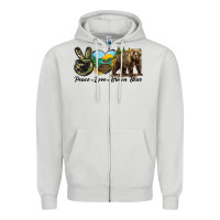 Dove Grey Peace Love Brown Bear Zipper Hoodie - LillyAllenDesigns