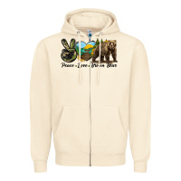 Sandshell Peace Love Brown Bear Zipper Hoodie - LillyAllenDesigns