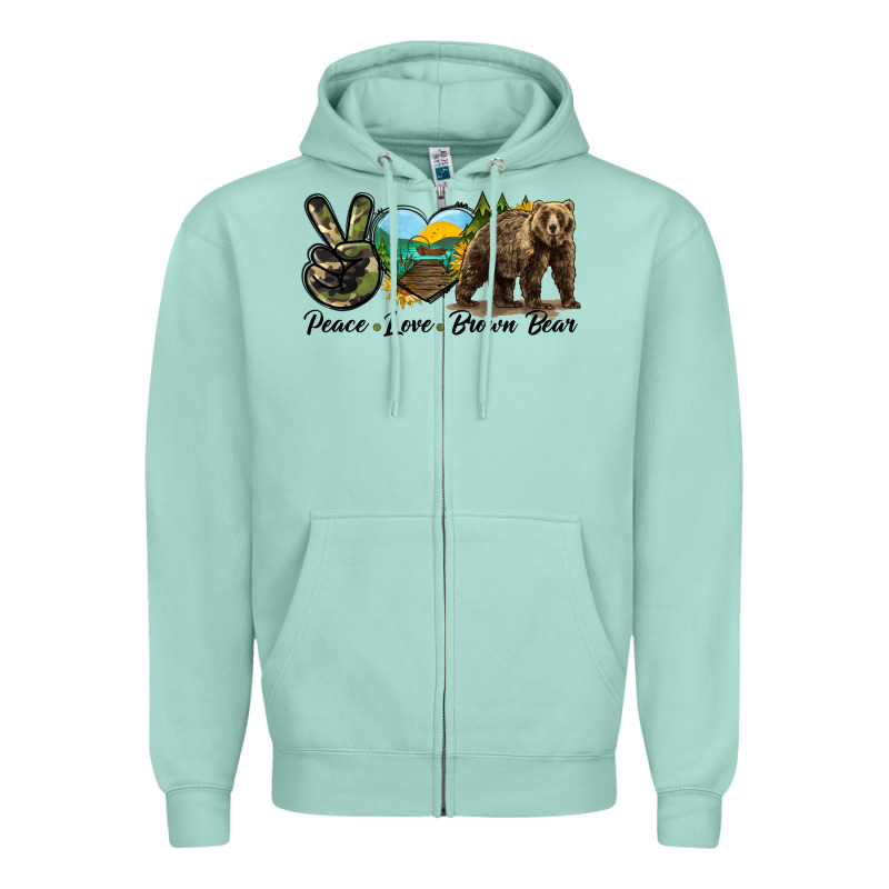 Peace Love Brown Bear Zipper Hoodie by LillyAllenDesigns | Teevron