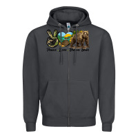Smoke Peace Love Brown Bear Zipper Hoodie - LillyAllenDesigns