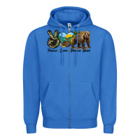 True Royal Peace Love Brown Bear Zipper Hoodie - LillyAllenDesigns