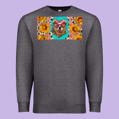Mama Bear With Sunflowers And Glasses License Plate Premium Sweatshirt Designed By Artiststas