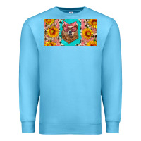 Ocean Blue mama bear with sunflowers and glasses license plate Premium Sweatshirt - Artiststas