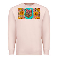 Pale Pink mama bear with sunflowers and glasses license plate Premium Sweatshirt - Artiststas