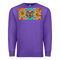 Purple mama bear with sunflowers and glasses license plate Premium Sweatshirt - Artiststas