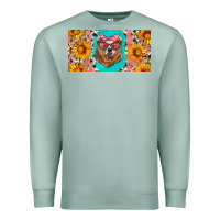 Seafoam mama bear with sunflowers and glasses license plate Premium Sweatshirt - Artiststas