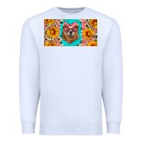 White mama bear with sunflowers and glasses license plate Premium Sweatshirt - Artiststas