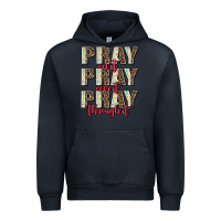 Navy pray on it pray over it pray through it Urban Hoodie - AdoDesignShop