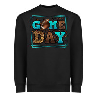 Black Game day American Football leopard frame Heavyweight Sweatshirt - LillyAllenDesigns