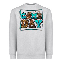 Heather Grey Game day American Football leopard frame Heavyweight Sweatshirt - LillyAllenDesigns