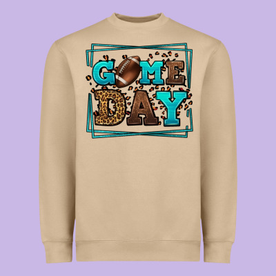 Game Day American Football Leopard Frame Heavyweight Sweatshirt Designed By Lillyallendesigns