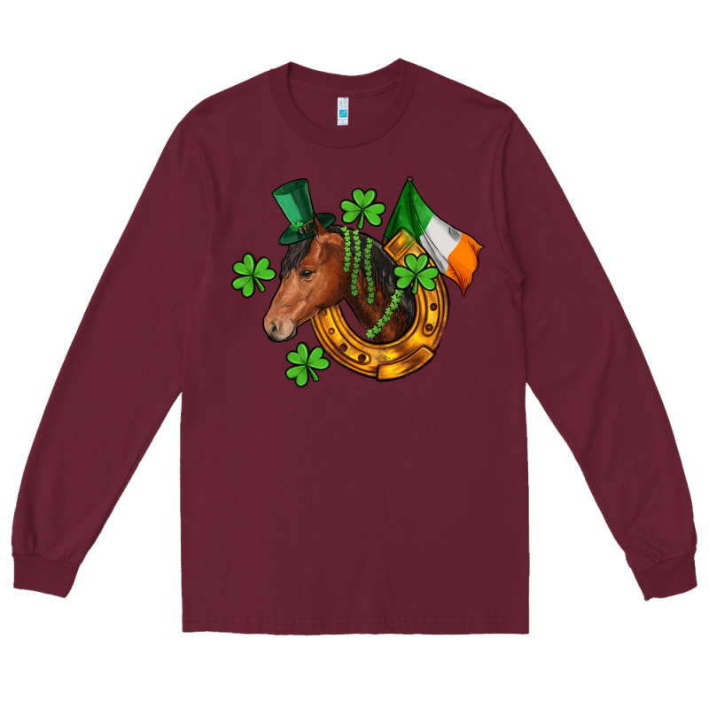 Horse With Horseshoe St. Patrick's Long Sleeve Tee by CowGirlArtShop | Teevron