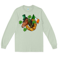Matcha Horse with horseshoe St. Patrick's Long Sleeve Tee - CowGirlArtShop