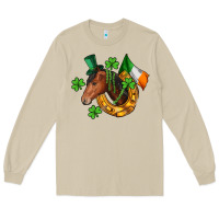 Mushroom Horse with horseshoe St. Patrick's Long Sleeve Tee - CowGirlArtShop