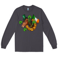 Smoke Horse with horseshoe St. Patrick's Long Sleeve Tee - CowGirlArtShop