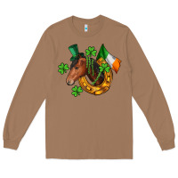 Toasted Coconut Horse with horseshoe St. Patrick's Long Sleeve Tee - CowGirlArtShop