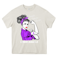 Cream Domestic Violence Warrior Unbreakable Awareness Gift Heavy Core Tee - minhPixels