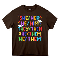 Chocolate Brown pride pronouns Heavy Core Tee - Artiststas