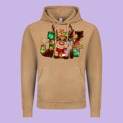 Reindeer Joy Christmas Vintage Hoodie Designed By Cowgirlartshop