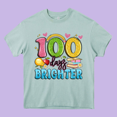 100 Days Brighter Heavy Core Tee Designed By Artiststas