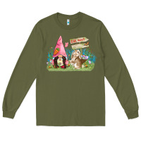 Army Green Easter gnome and rabbit egg hunt  Easter Day Long Sleeve Tee - CowGirlArtShop