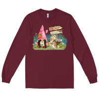 Burgundy Easter gnome and rabbit egg hunt  Easter Day Long Sleeve Tee - CowGirlArtShop
