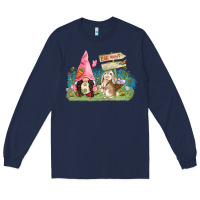 Navy Easter gnome and rabbit egg hunt  Easter Day Long Sleeve Tee - CowGirlArtShop