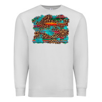 Dove Grey western serape leopard turquoise  background Premium Sweatshirt - Artiststas